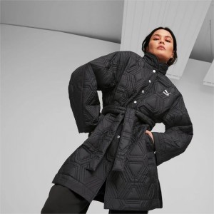 Abrigos Puma LUXE SPORT T7 Robe Mujer Grises Oscuro | 53628-ONVP
