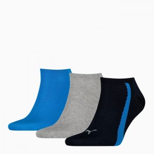 Calcetines Puma Lifestyle Sneaker Trainer Socks 3 Pack Mujer Azul Marino Grises Azules | 52314-QMUF