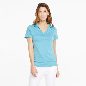 Camiseta Puma CLOUDSPUN Coast Golf Polo Mujer Turquesa Claro | 59734-VZRG