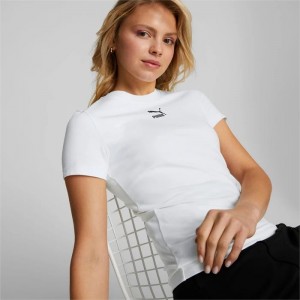 Camiseta Puma Classics Slim Tee Mujer Blancos | 70831-BYZU