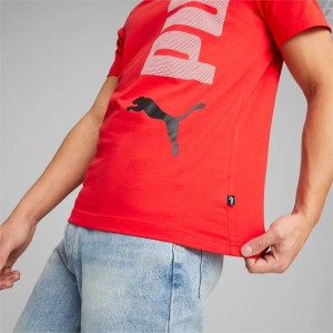 Camiseta Puma Essentials+ Logo Lab Hombre Rojos | 16985-VFEP