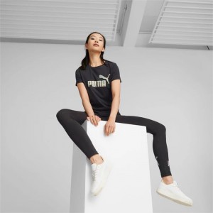 Camiseta Puma Essentials+ Nova Shine Tee Mujer Negros | 18624-JTIG