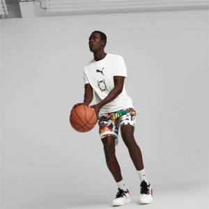 Camiseta Puma Franchise Core Basketball Hombre Blancos | 54293-VYQL