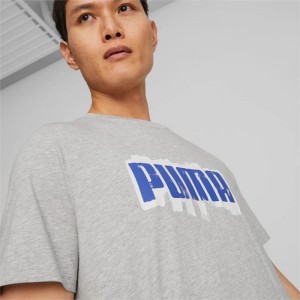 Camiseta Puma Graphics Wording Tee Hombre Grises Claro | 91073-DTQV