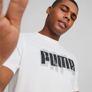Camiseta Puma Graphics Wording Tee Hombre Blancos | 93087-BKTU