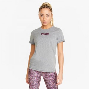Camiseta Puma Logo Short Sleeve Training Tee Mujer Grises | 74512-OYVF