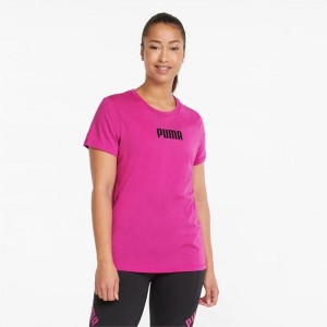 Camiseta Puma Logo Short Sleeve Training Tee Mujer Morados Oscuro | 83620-PEZK