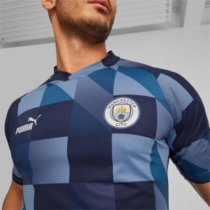 Camiseta Puma Manchester City F.C. Prematch Hombre Azules Azul Marino | 25498-HSRN