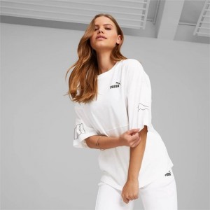 Camiseta Puma POWER Colourblock Tee Mujer Blancos | 05829-YAVJ