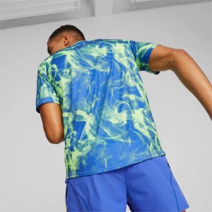 Camiseta Puma RUN Favourite Printed Graphic Hombre Azul Rey Azules | 87965-TDVA