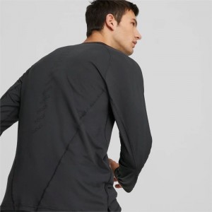 Camiseta Puma Run CLOUDSPUN Long Sleeve Hombre Negros | 24018-QVXD