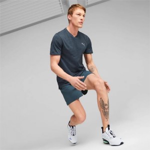 Camiseta Puma Run Favourite Heather Running Hombre Azules | 54306-QFWI
