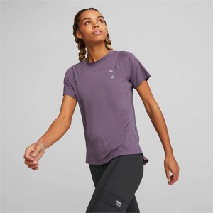 Camiseta Puma SEASONS coolCELL Trail Running Tee Mujer Morados Grises | 19348-DATG