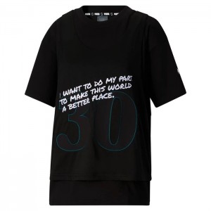 Camiseta Puma STEWIE x REINTRODUCE Jersey Tee Mujer Negros Negros | 68902-RZUA
