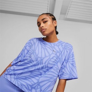 Camiseta Puma Train Favourite Printed Training Crop Tee Mujer Morados | 35419-JXVK