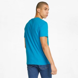 Camiseta Puma Wording Graphic Tee Hombre Bleu Azur | 29678-YDVL