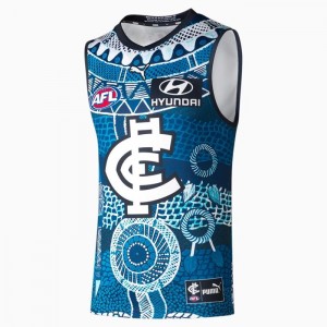 Guernseys Puma Carlton Football Club Replica Indigenous Mujer Azul Marino | 94731-VRGP