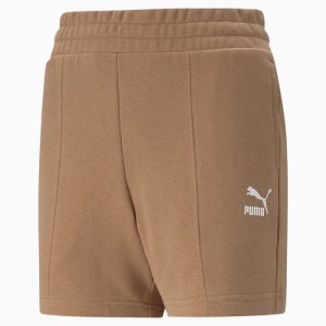 Leggins Puma Classicss' Pintuck Shorts Mujer Marrom | 40932-OXMJ