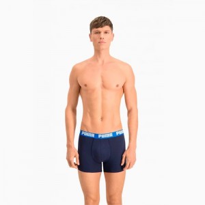 Ropa Interior Puma Basic Short Boxer 2 Pack Hombre Azules | 78450-LVBS