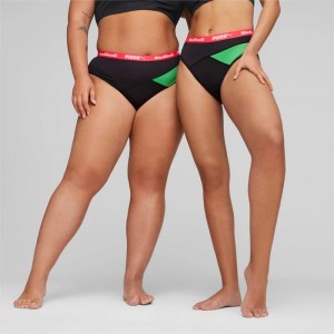 Ropa Interior Puma X Modibodi Active Hi Cut Full Brief Mujer Negros Verdes | 96125-TFGQ