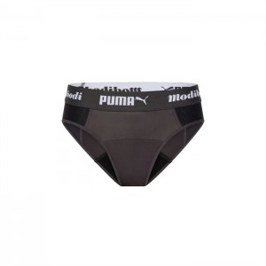 Ropa Interior Puma x Modibodi Active Brief (Moderate-Heavy) Mujer Negros Grises | 49387-UTWL