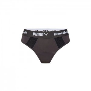 Ropa Interior Puma x Modibodi Active Thong (Super-Light) Mujer Negros Grises | 43210-DTYW