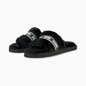Sandalias Puma Fluff Mujer Negros Blancos | 08293-NRHE