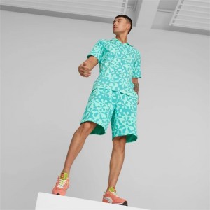 Short Puma PUMA x SPONGEBOB Printed Hombre Verde Menta | 19235-EOSR