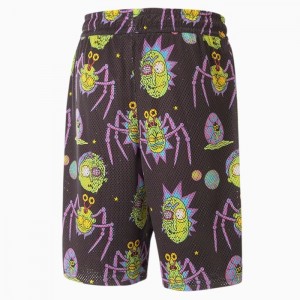 Short Puma x Rick and Morty Printed Basketball Shorts Hombre Negros | 24065-RKGW