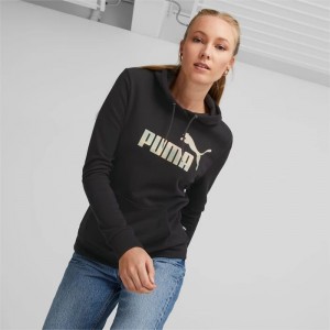 Sudadera con Capucha Puma Essentials+ Nova Shine French Terry Mujer Negros | 95034-FTVP