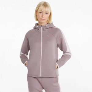 Sudadera con Capucha Puma Evostripe Full-Zip Mujer Quail | 63894-VZGT