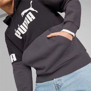 Sudadera con Capucha Puma POWER's Colourblock Hombre Negros | 08743-LHCF