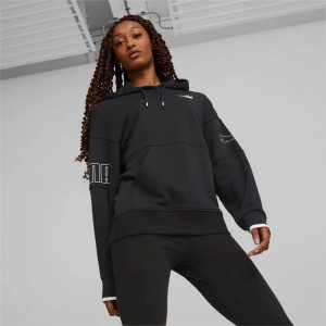 Sudadera con Capucha Puma PUMA POWER Colourblock Mujer Negros | 09246-XUNC