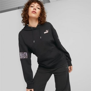 Sudadera con Capucha Puma PUMA Power Nova Shine Mujer Negros | 13528-RCJS