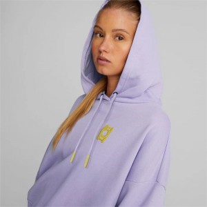 Sudadera con Capucha Puma Pivot Cropped Basketball Mujer Morados | 51243-CAQV