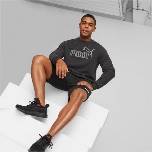 Sudaderas Puma Essentials+ Crew Neck Hombre Negros | 68709-ULEY