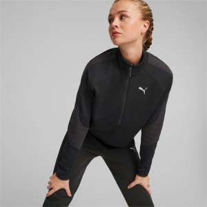 Sudaderas Puma Evostripe Half-Zip Crew Neck Mujer Negros | 50973-OGAL