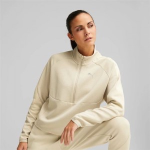 Sudaderas Puma Evostripe Half-Zip Crew Neck Mujer Granola | 48702-FECQ
