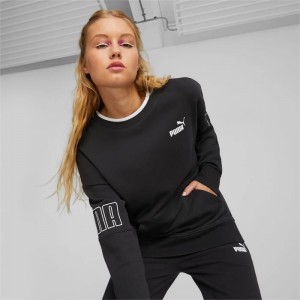 Sudaderas Puma POWER Colourblock Crew Neck Mujer Negros | 34812-KXJQ