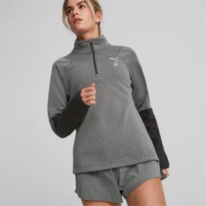 Sudaderas Puma SEASONS Trail Running Half-Zip Pullover Mujer Negros | 13856-CWRY