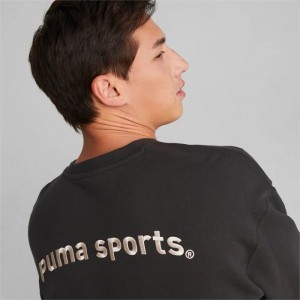 Sudaderas Puma TEAM's Crew Neck Hombre Negros | 25473-KCQG