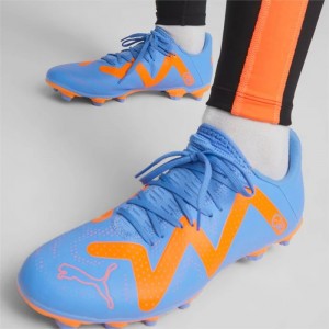 Tacos de Futbol Puma FUTURE Play FG/AG Hombre Azules Blancos Naranjas | 47920-PCGX