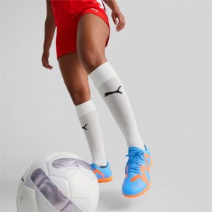 Tacos de Futbol Puma FUTURE Play TT Mujer Azules Blancos Naranjas | 56270-ROWZ