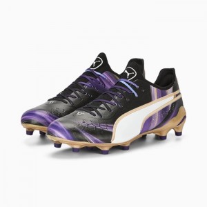 Tacos de Futbol Puma KING ULTIMATE Elements Mujer Negros Dorados Morados | 90341-IMXW