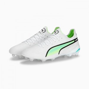 Tacos de Futbol Puma KING ULTIMATE FG/AG Mujer Blancos Negros Amarillos | 81379-CKZW