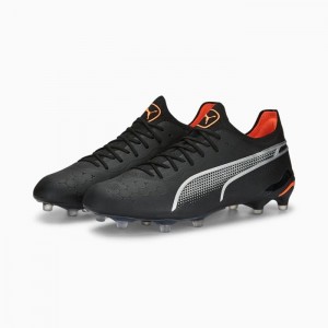 Tacos de Futbol Puma KING ULTIMATE FG/AG Hombre Negros Plateados Naranjas | 41953-YANW