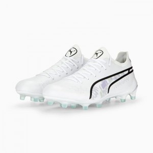 Tacos de Futbol Puma King Ultimate BL FG/AG Mujer Blancos Negros Lavanda | 21584-XQWN