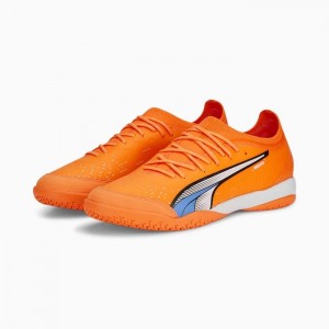 Tacos de Futbol Puma ULTRA ULTIMATE COURT IT Hombre Naranjas Blancos Azules | 28560-PSBQ