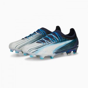 Tacos de Futbol Puma ULTRA ULTIMATE ELM FG/AG Mujer Azul Marino Blancos Turquesa Claro | 69187-IVDR