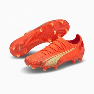 Tacos de Futbol Puma ULTRA ULTIMATE FG/AG Mujer Coral Negros | 19870-VJMQ
